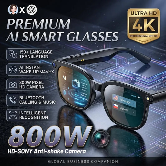 AI Smart Glasses 4K — 150+ Language Translator & HD Camera