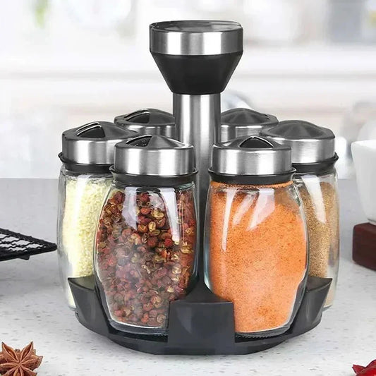 Glass Spice Rack Organizer Set